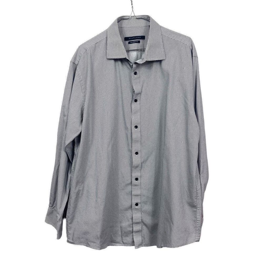 SEANJOHN Mens White Button Down Cotton Blend Shirt XL 17.5” 34/35